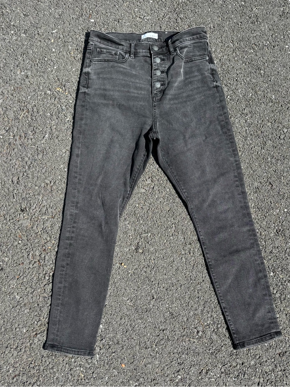 LOFT High-Rise Button-Fly Black Skinny Jeans